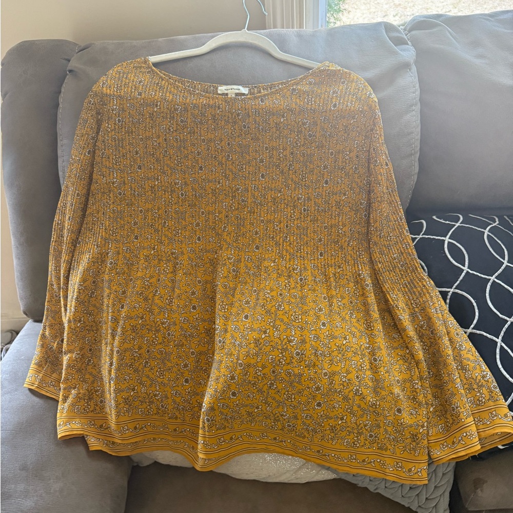 Max Studio Mustard Floral Blouse
